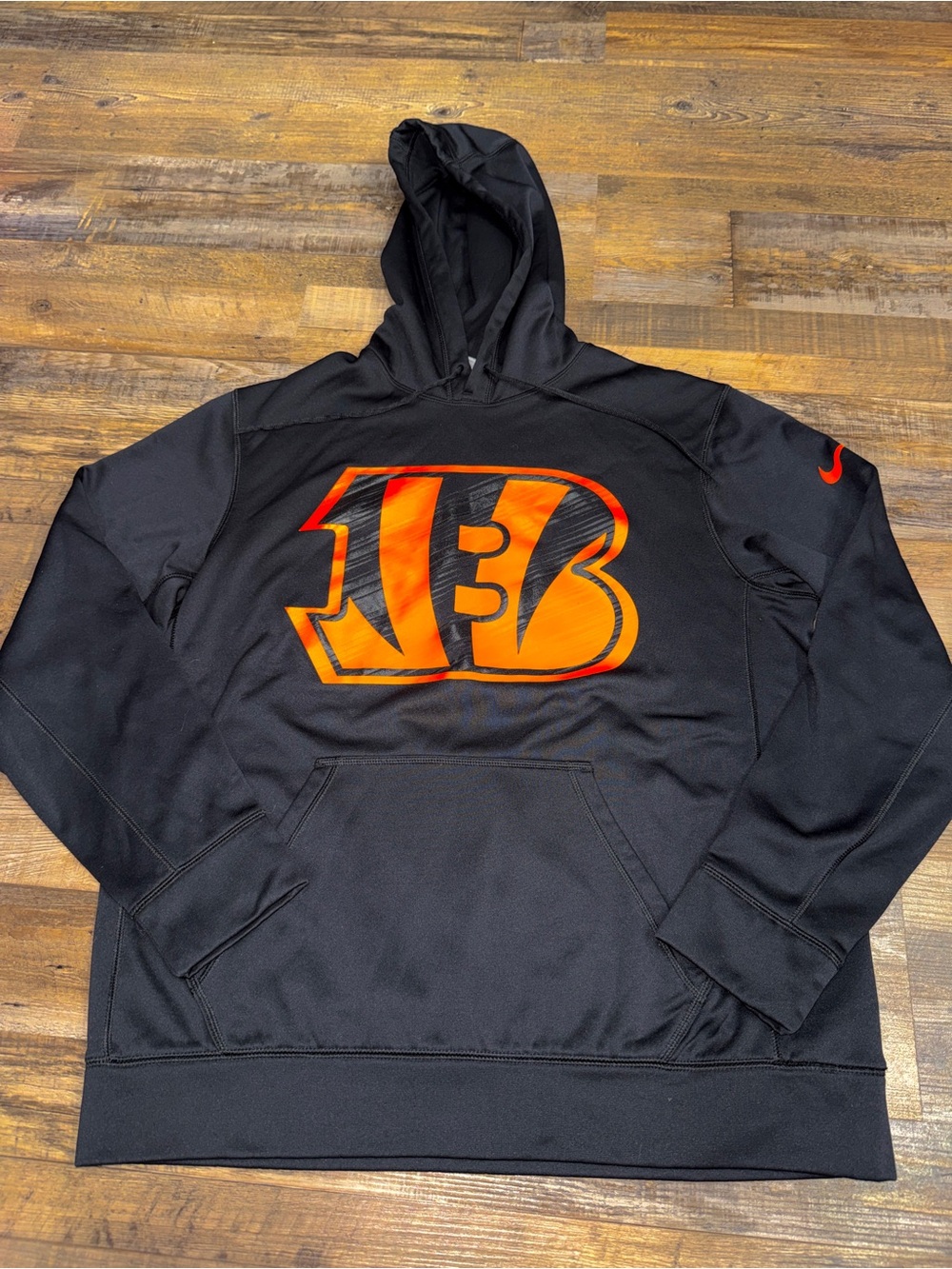 Nike Cincinnati Bengals Therma Fit Pullover Hoodie Sweatshirt Black Orange Mens